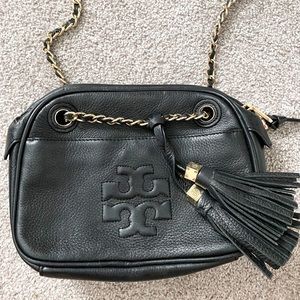 Tory Burch Black Pebble Leather Crossbody Bag